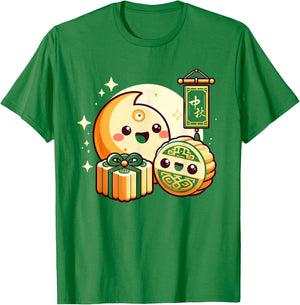 Chinese Mid Autumn Moon Rabbit MoonCake Festival Zhongqiu T-Shirt - T-Shirt | Irish Green