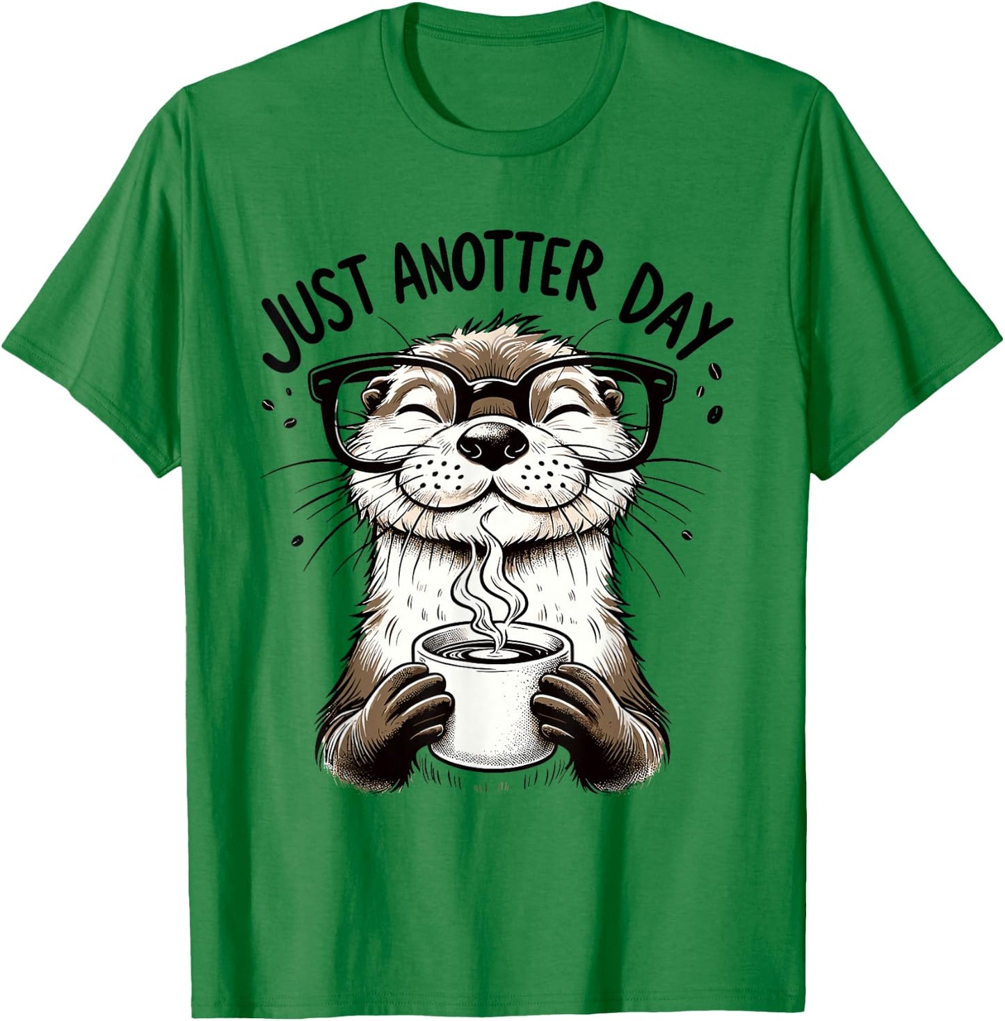 Funny Coffee Lover Design with Otter for Office Baristas T-Shirt - T-Shirt | Irish Green