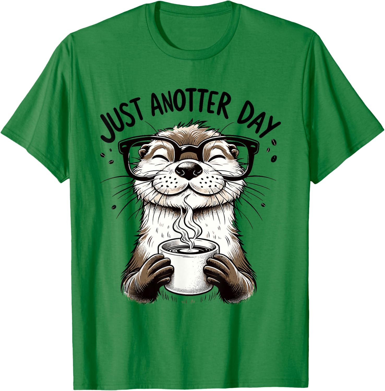 Funny Coffee Lover Design with Otter for Office Baristas T-Shirt - T-Shirt | Irish Green