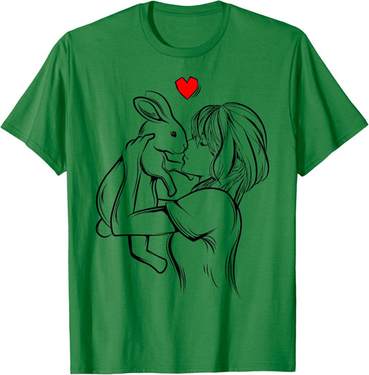 Rabbit Woman Girl , white, S T-Shirt - T-Shirt | Irish Green