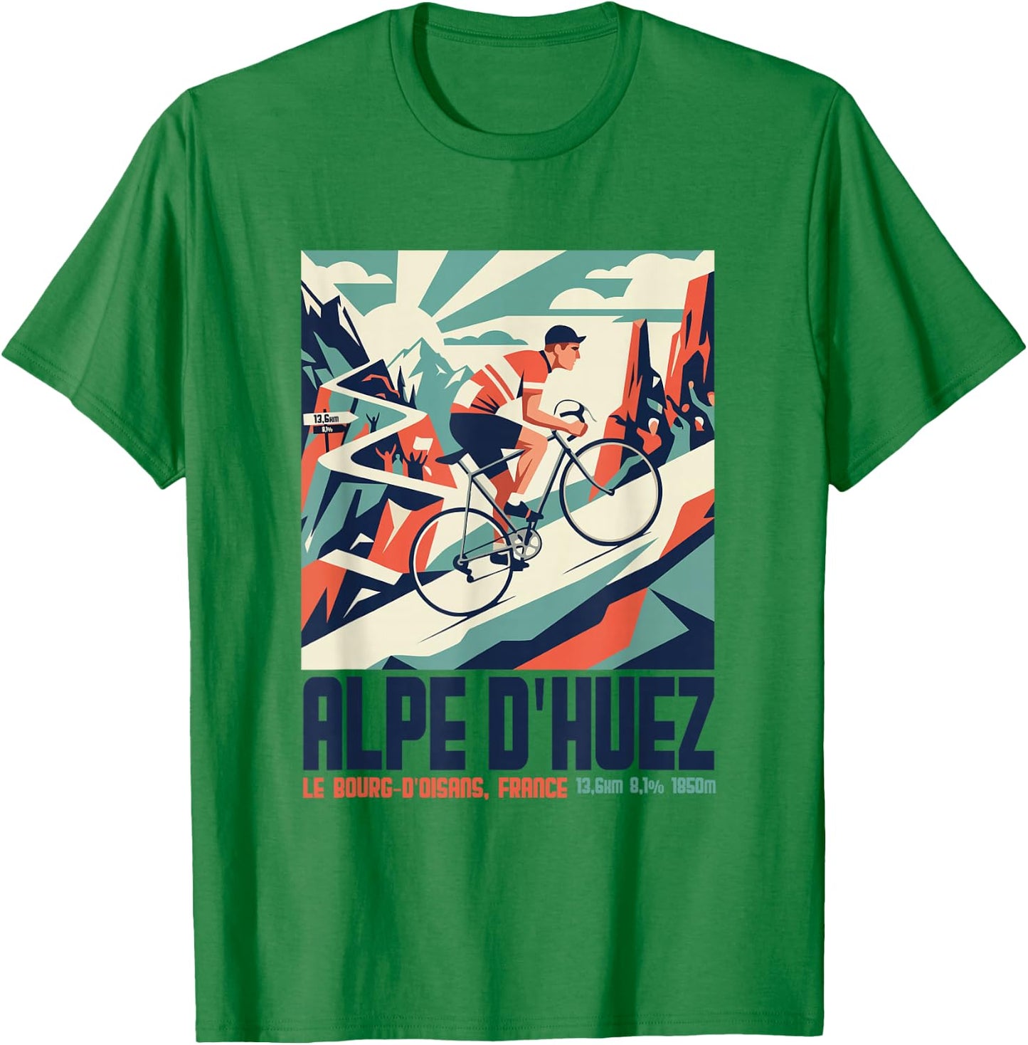 Alpe d'Huez Französische Alpen Frankreich Rennrad T-Shirt - T-Shirt | Irish Green
