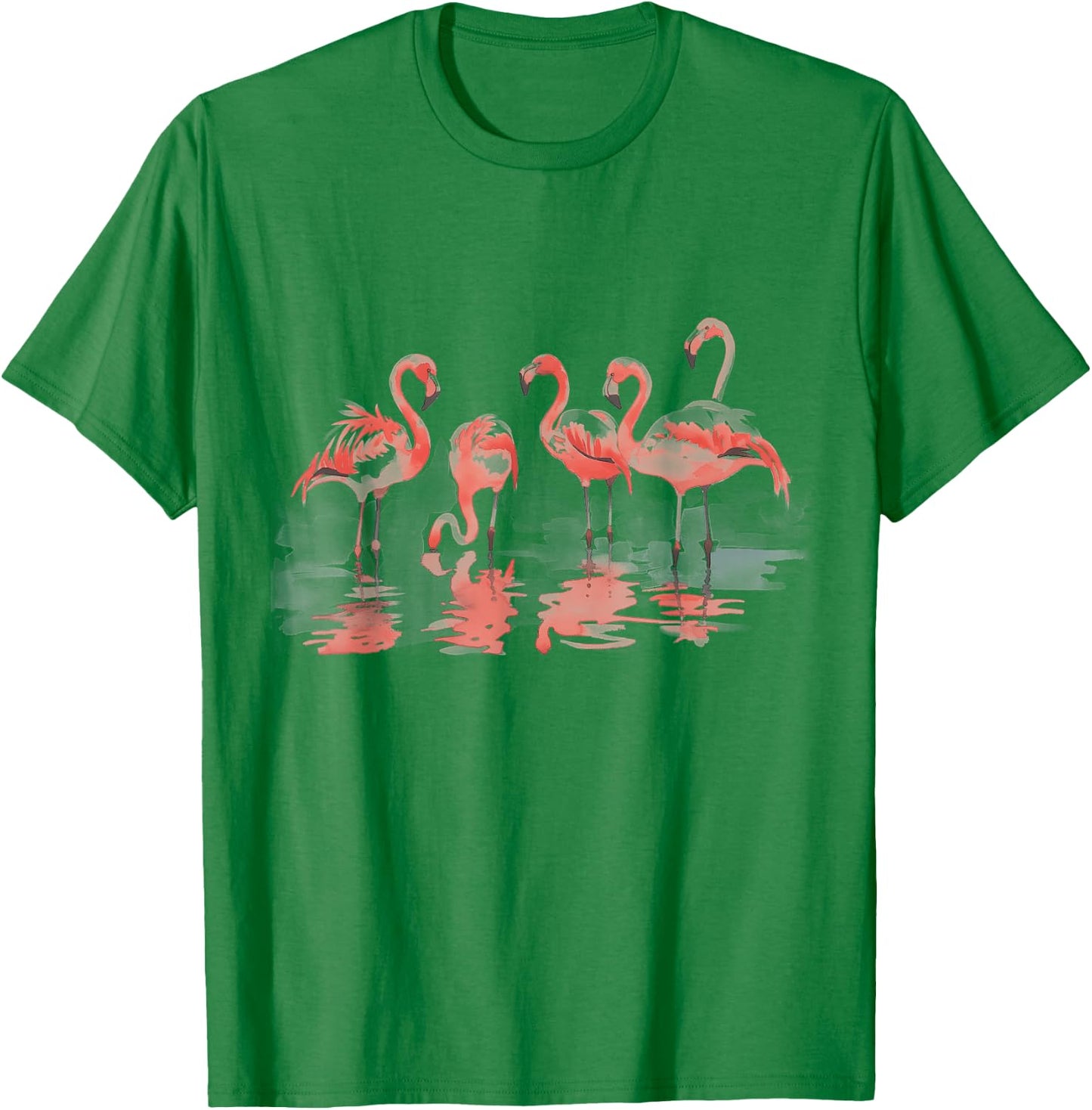Flamingo Watercolour Art Vintage Flamingo Lovers White T-Shirt - T-Shirt | Irish Green