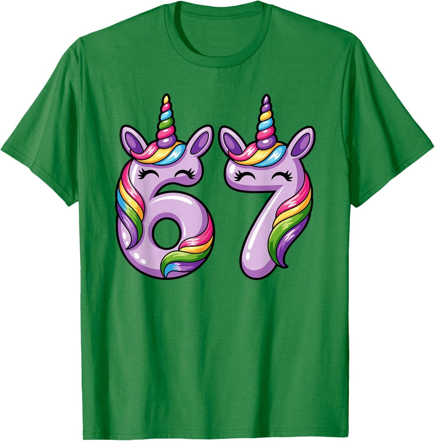 67 Six Seven 6 7 Meme Licorns Funny Boy Girl Kids T-Shirt - T-Shirt | Irish Green