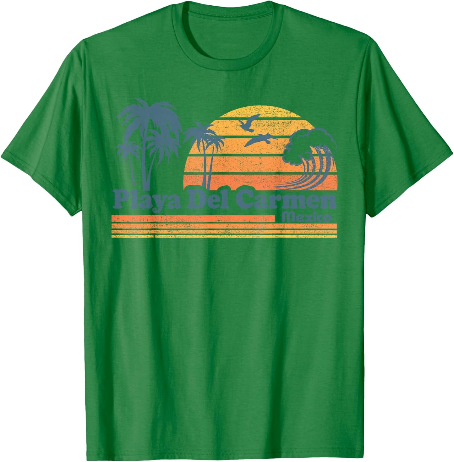 Playa Del Carmen Mexico Beach Summer Vacation Vintage Retro T-Shirt - T-Shirt | Irish Green