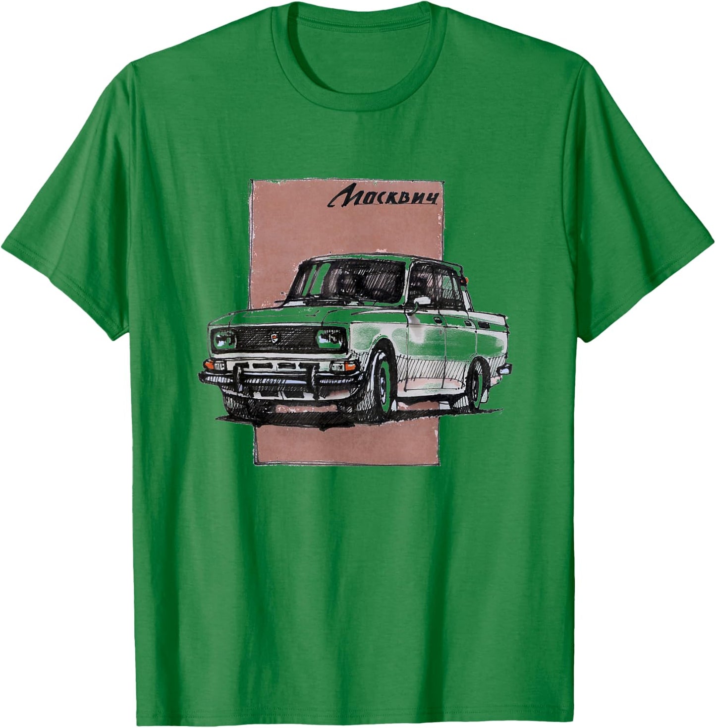 Moskvich Car Russian , White T-Shirt - T-Shirt | Irish Green