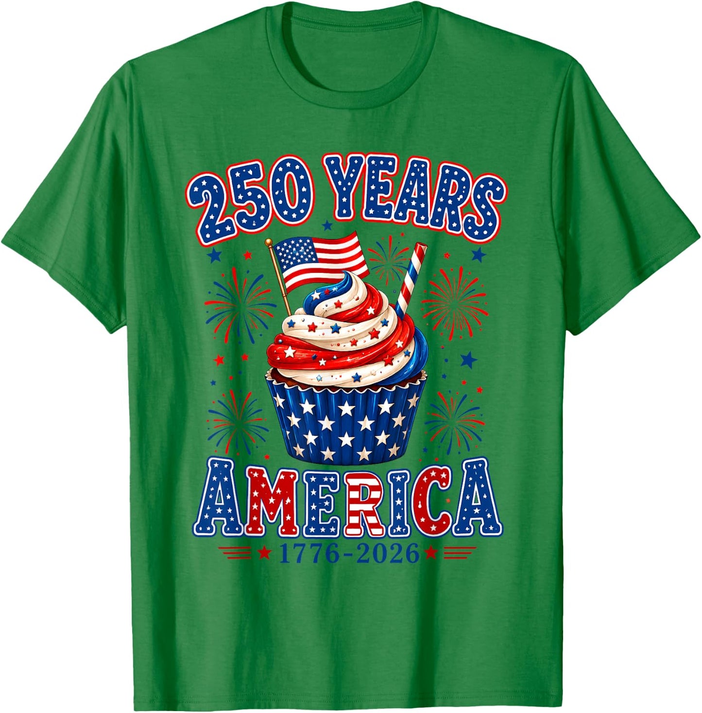 250 Years America Ice Cream Patriotic 250th Anniversary USA T-Shirt - T-Shirt | Irish Green