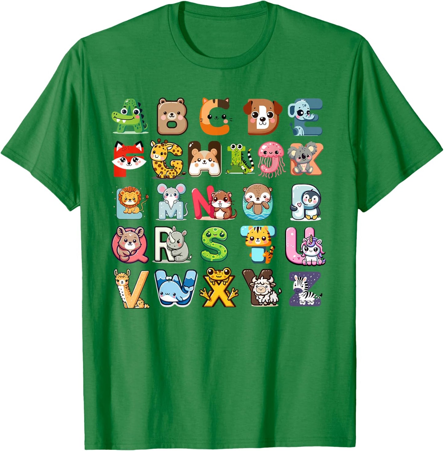 Zoo ABC Letters for Boys and Girls , White T-Shirt - T-Shirt | Irish Green