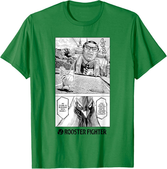 Rooster Fighter Keiji Street Fight Burning With Rage T-Shirt - T-Shirt | Irish Green