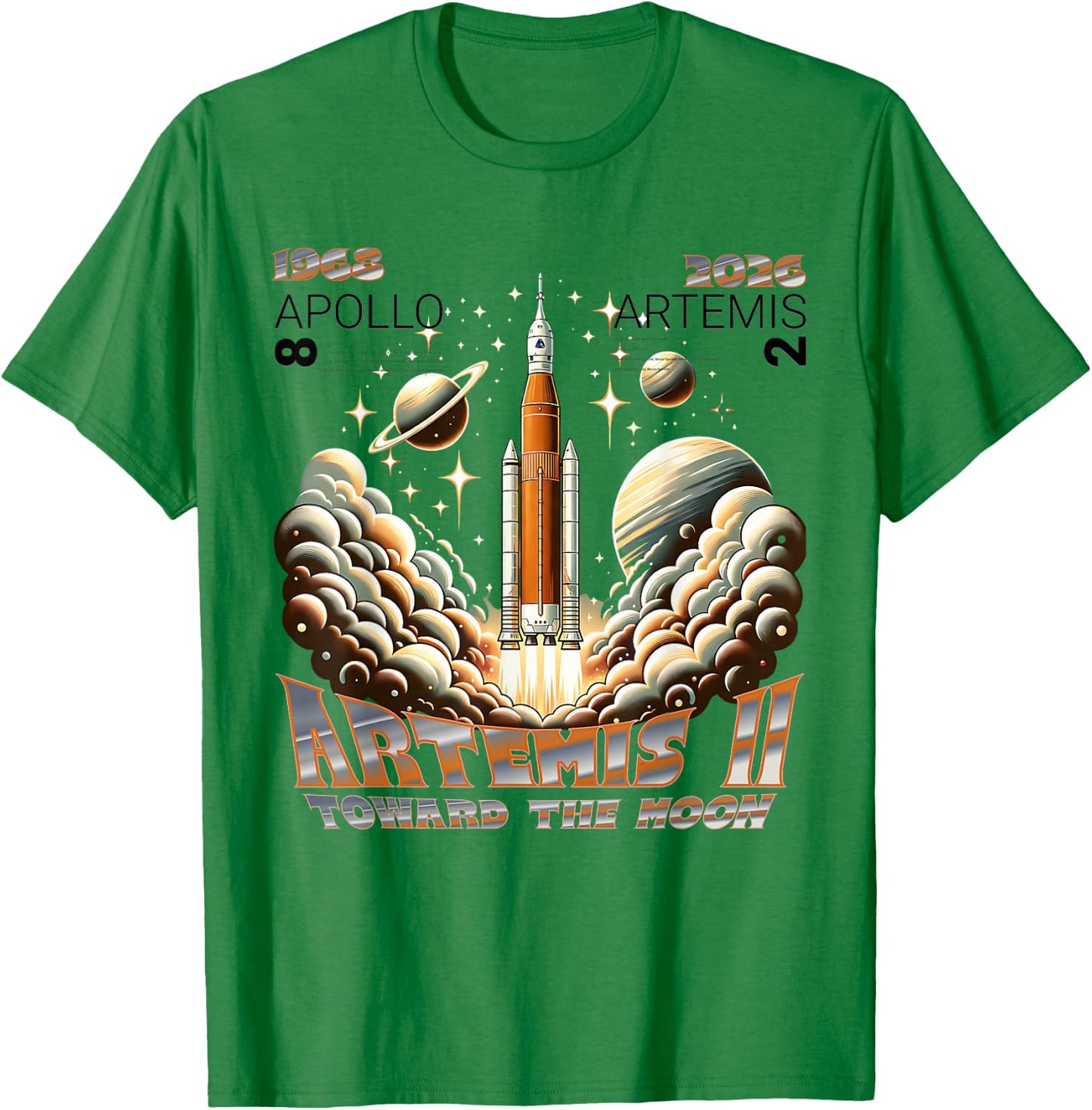 Artemis II Mondmission 2026 - Apollo 8 Legacy Vergleich T-Shirt - T-Shirt | Irish Green