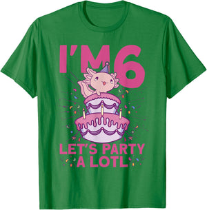 I'm 6 bday Axolotl party cute 6th Birthday Kids Axolotl T-Shirt - T-Shirt | Irish Green