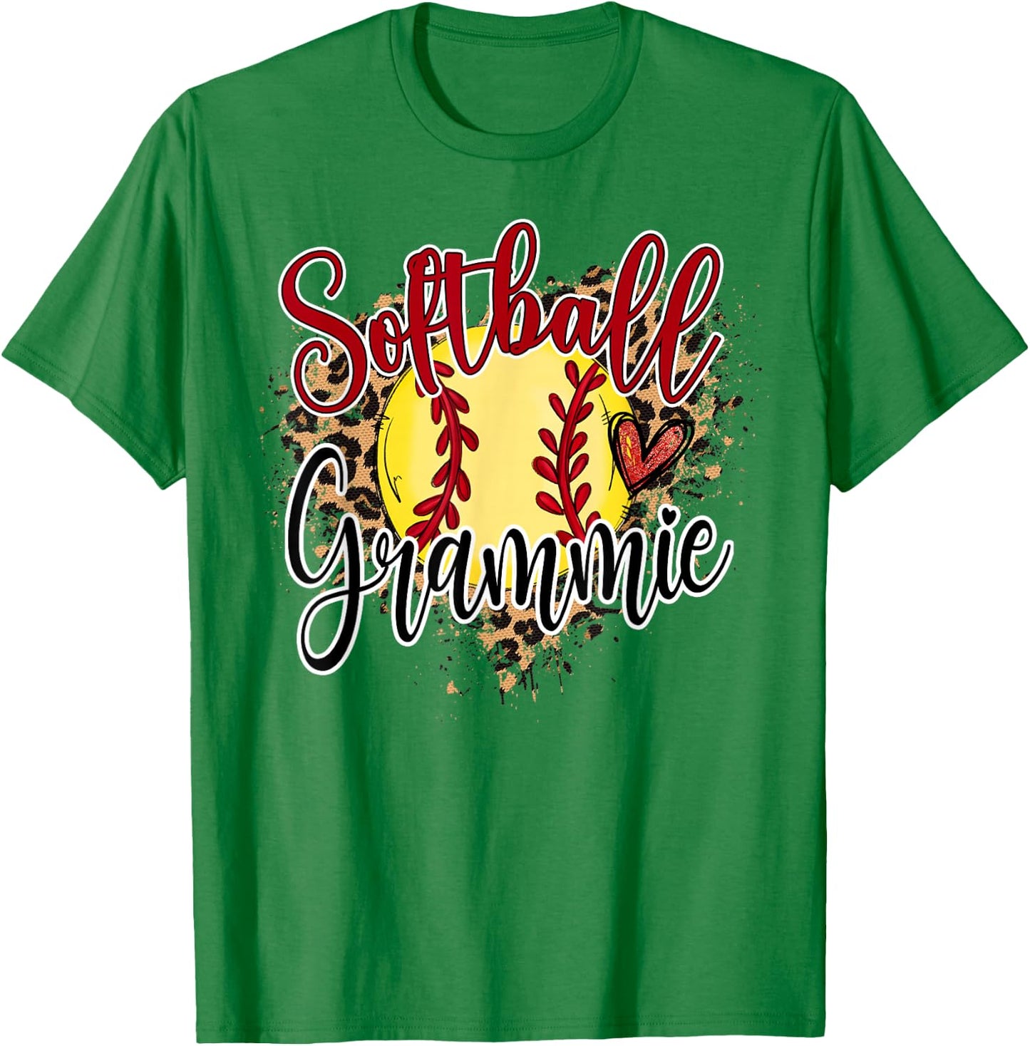 Softball Grammie Leopard Softball Lover Matching Family T-Shirt - T-Shirt | Irish Green