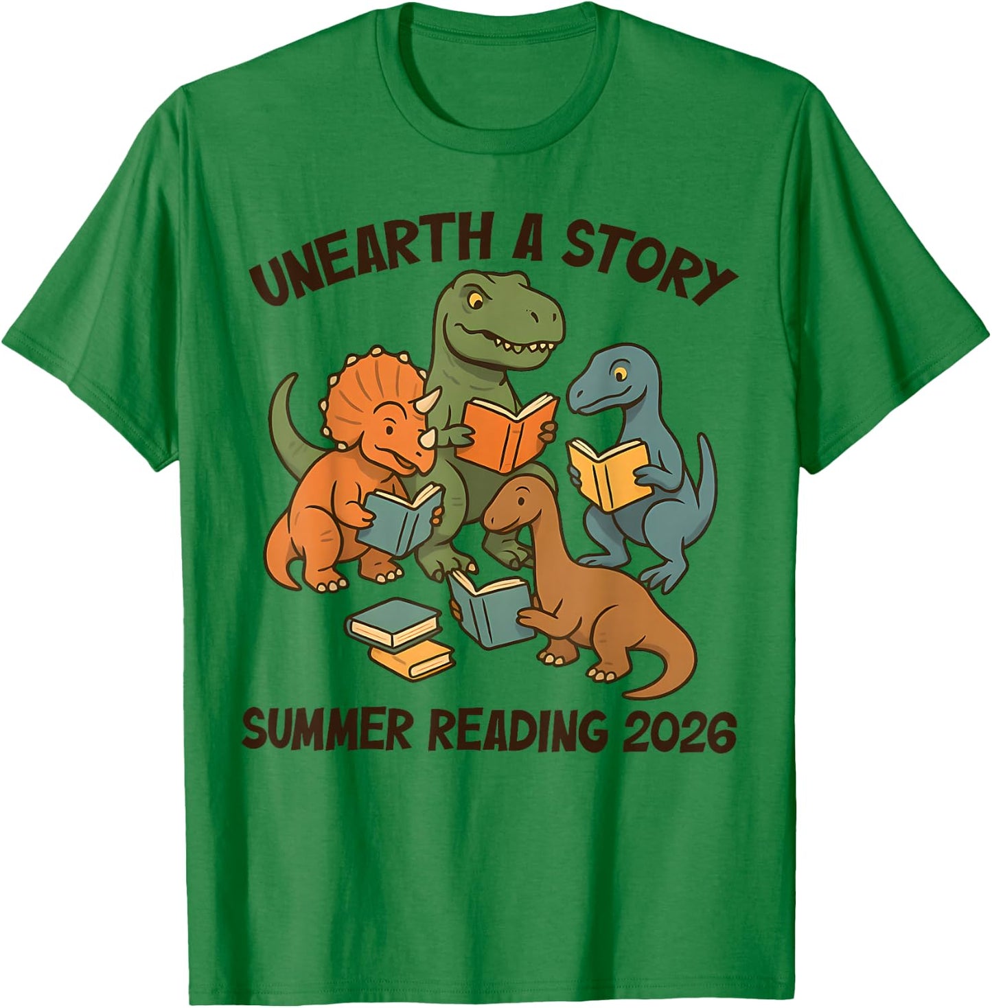 Unearth a Story Summer Reading 2026 Men Women Kids T-Shirt - T-Shirt | Irish Green