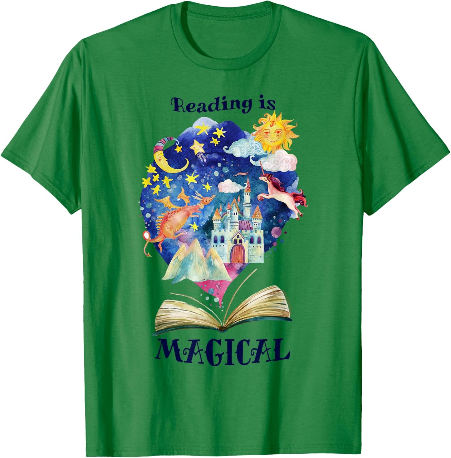 Reading is Magical Library Book Worm Teacher Librarian Men Women Girls Kids T-Shirt - T-Shirt | Irish Green