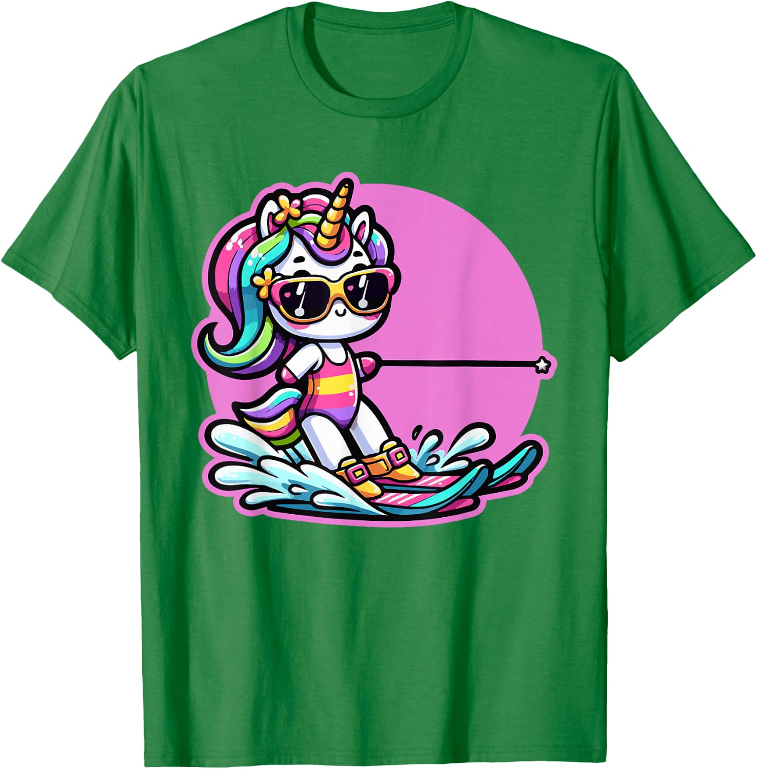 Waterski Girl Waterskier Unicorn Waterski T-Shirt - T-Shirt | Irish Green