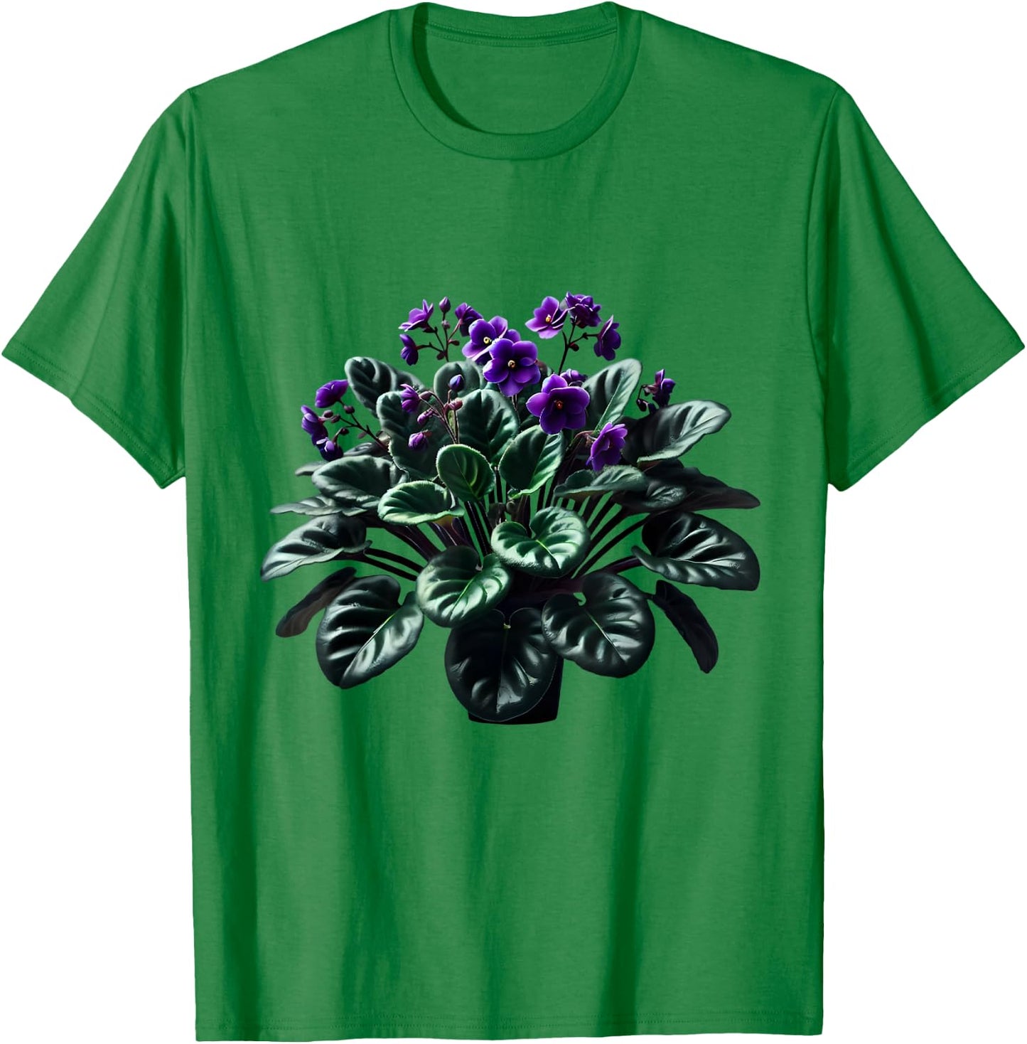 African Violet Flower Plant Botanical T-Shirt - T-Shirt | Irish Green