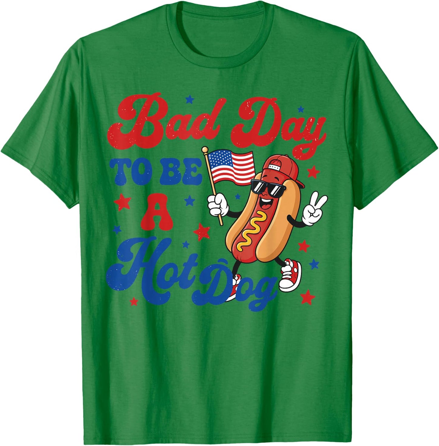 Patriotic USA Grilling Bad Day to Be A Hot Dog 4th July BBQ T-Shirt - T-Shirt | Irish Green