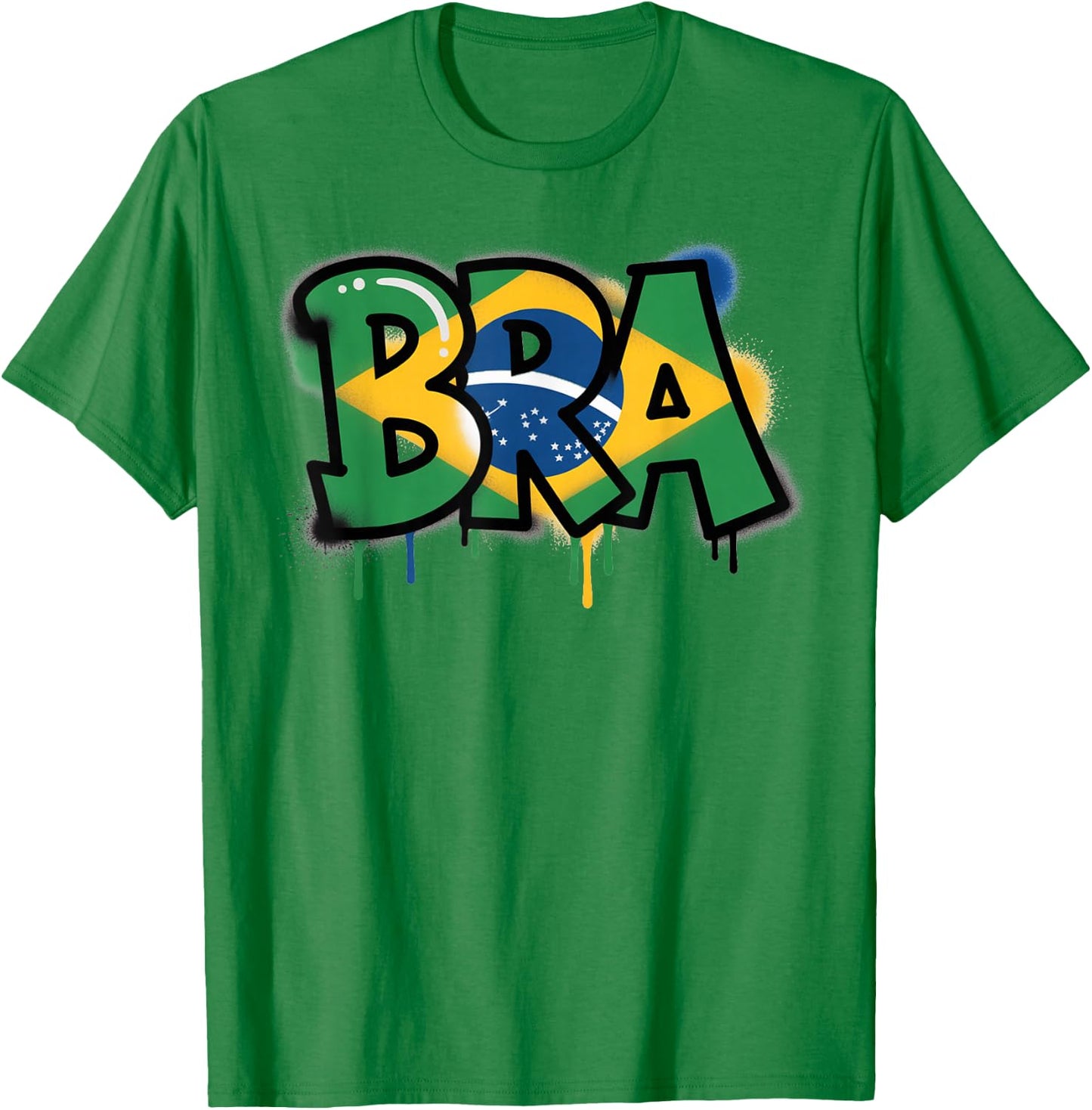 Brazil Flag Brasil Brazilian Pride Street Art T-Shirt - T-Shirt | Irish Green