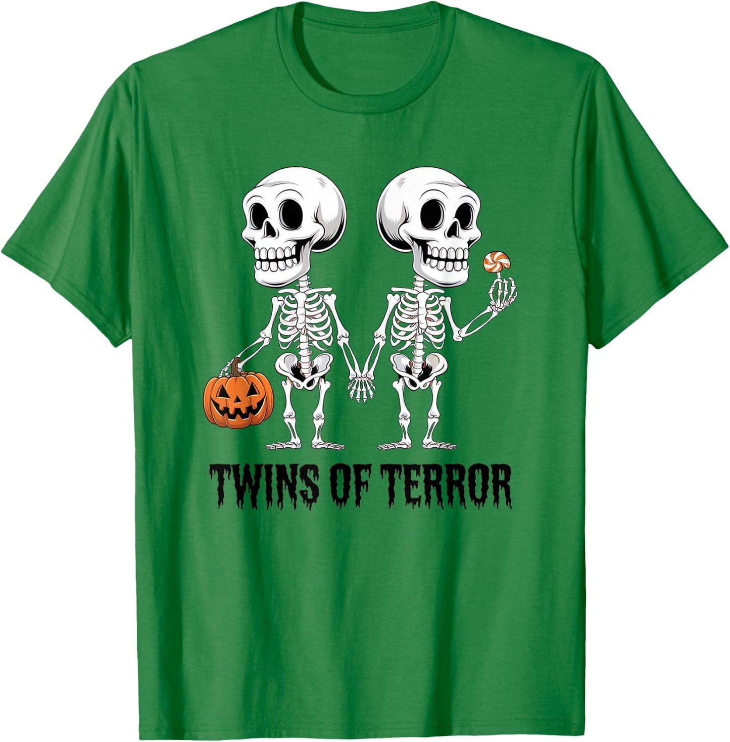 Twins of Terror, Matching Twins Costume Halloween T-Shirt - T-Shirt | Irish Green