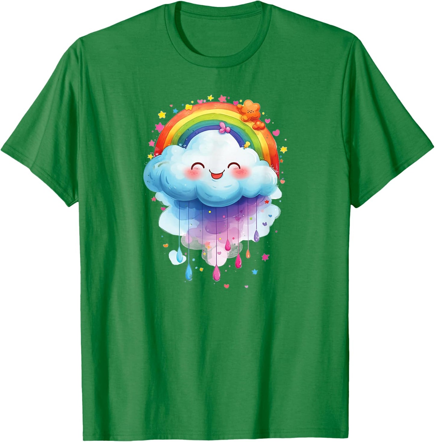 Cute Cloud Happy Rainbow Cloud , White, S T-Shirt - T-Shirt | Irish Green