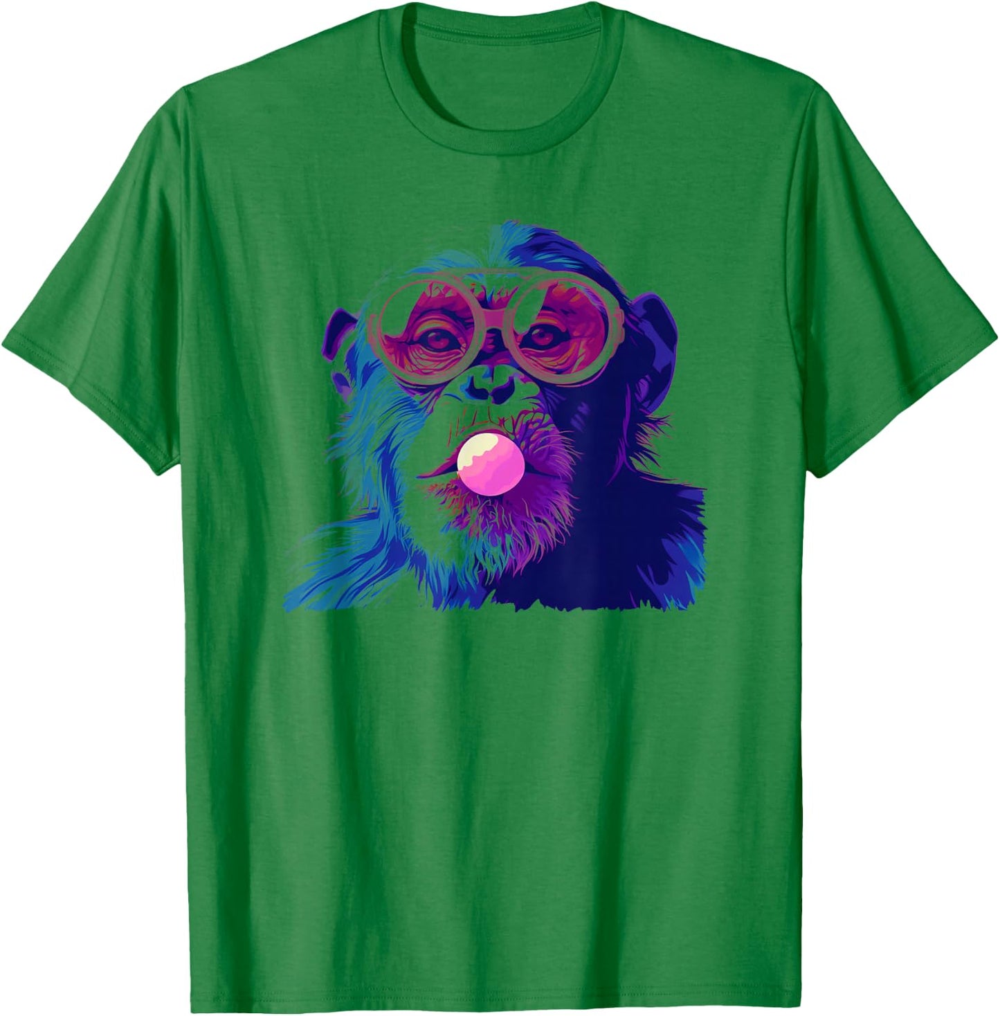 Cute Chimpanzee Monkey Primate Portrait Chimp Bubblegum T-Shirt - T-Shirt | Irish Green