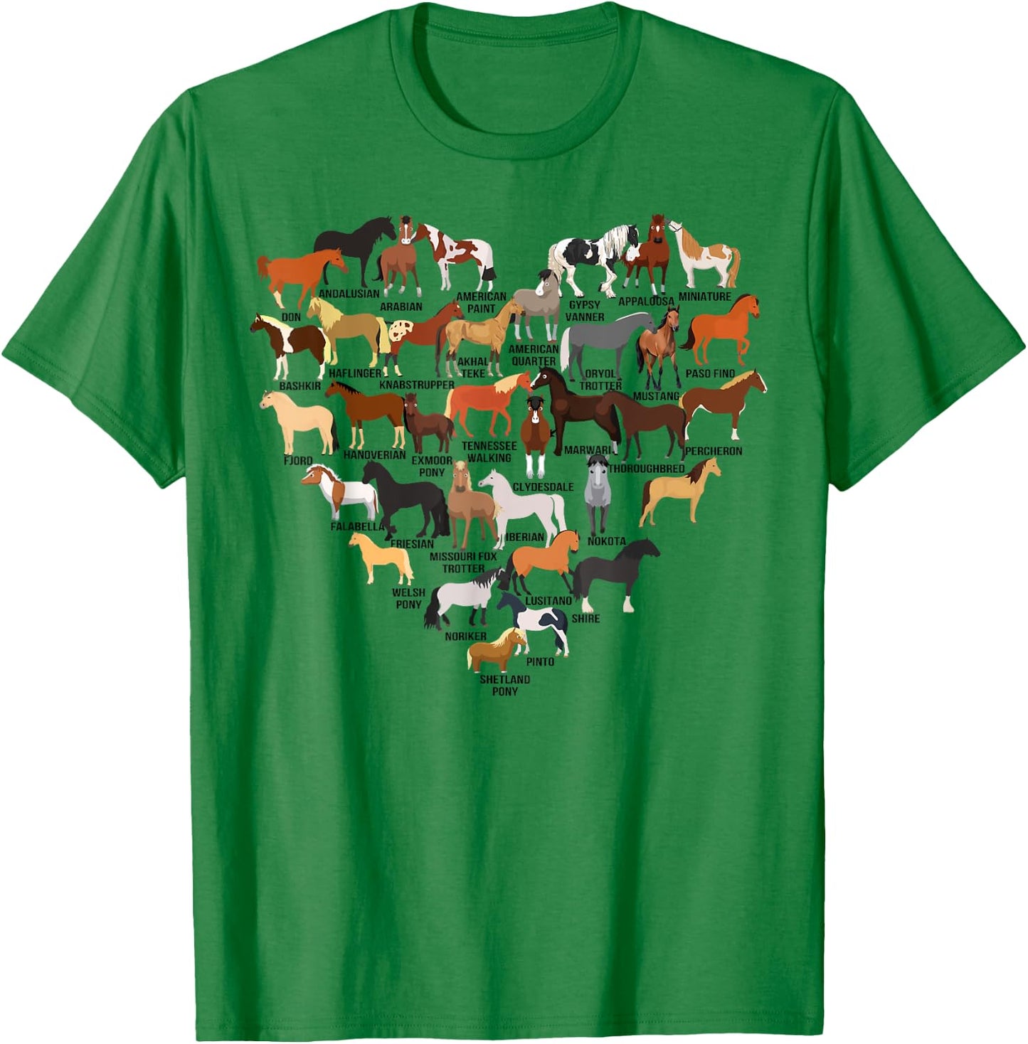 Funny Horse Animal Lover Heart Shape Men Women Kids T-Shirt - T-Shirt | Irish Green