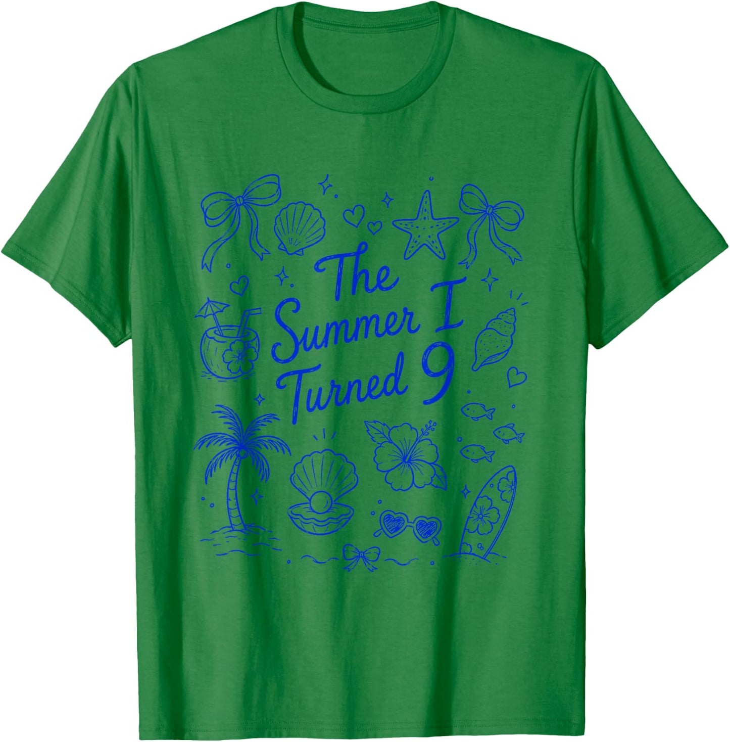 The Summer I Turned 9 Tropical Beach Birthday T-Shirt - T-Shirt | Irish Green