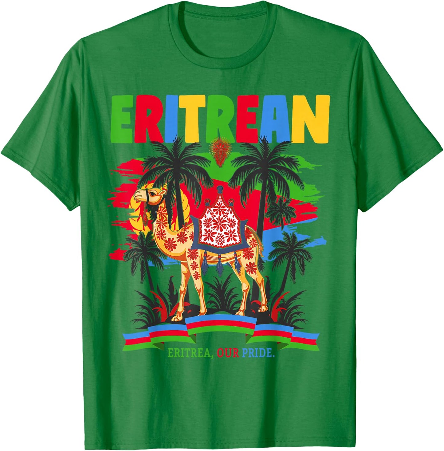 Eritrean Flag Outfit Ideas For Kids & Camel Eritrea Flag T-Shirt - T-Shirt | Irish Green
