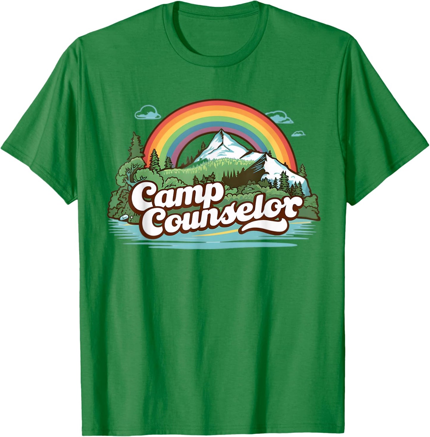 Summer Camp Director Staff Groovy Rainbow Camp Counselor T-Shirt - T-Shirt | Irish Green