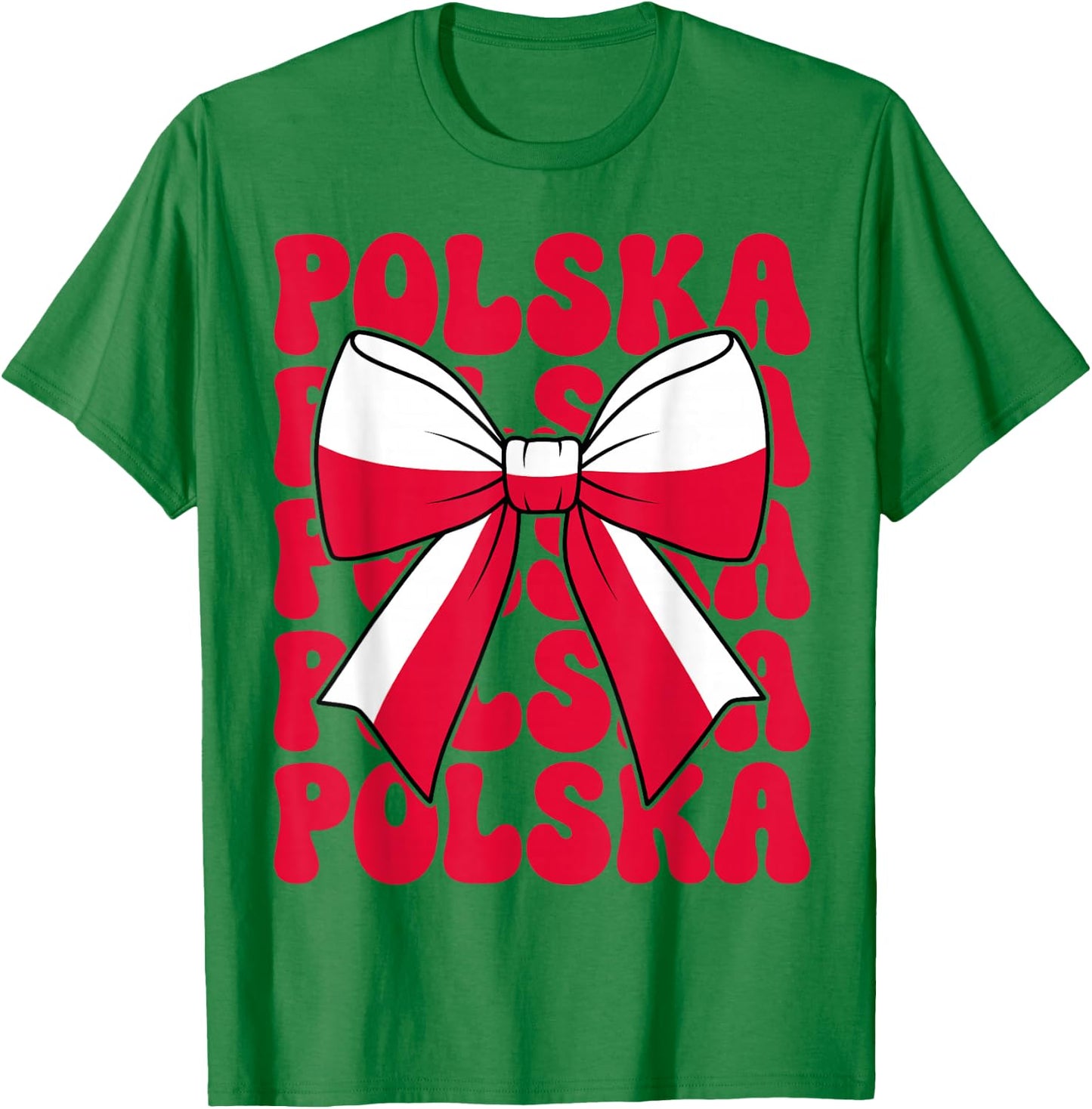 Polish Girl Coquette Bow Poland Flag Cute Polish Polska T-Shirt - T-Shirt | Irish Green