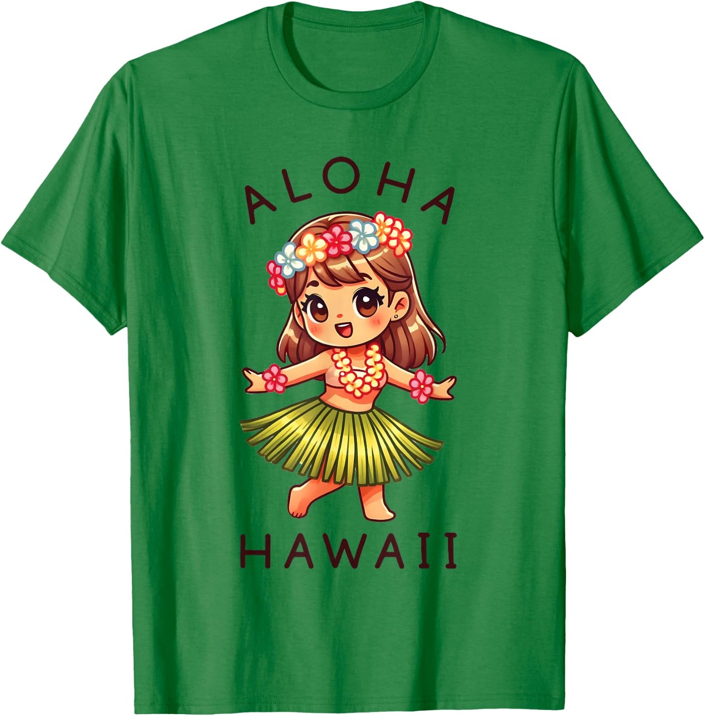 Aloha Hawaii Hawaii Cute Hula Dance Dancer Girl Kids Girls , White T-Shirt - T-Shirt | Irish Green