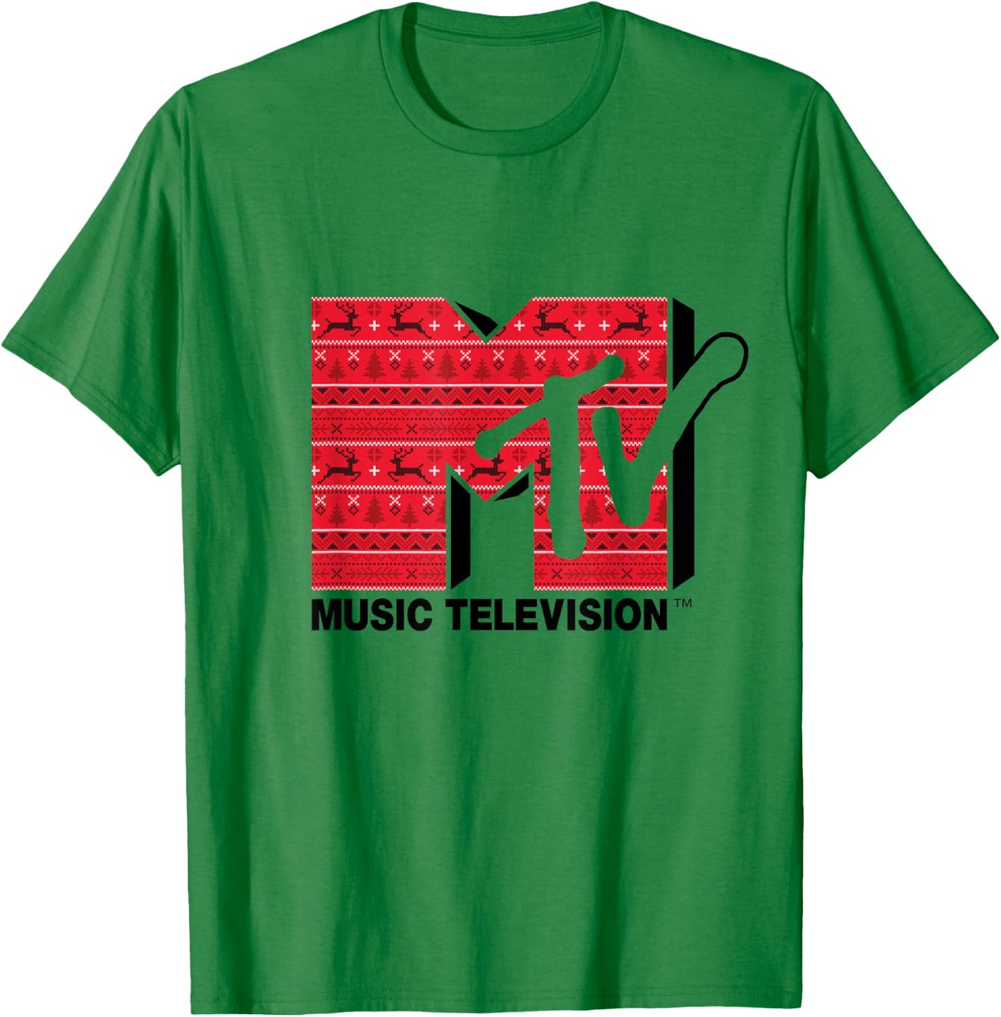 Mademark x MTV - The official MTV Logo in Ugly Christmas Style T-Shirt - T-Shirt | Irish Green