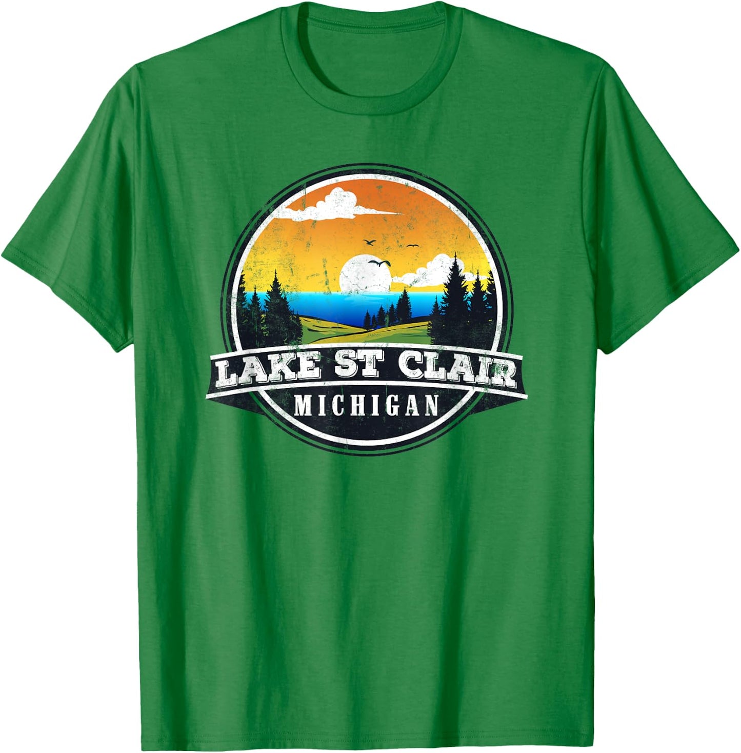 Fishing Boating Camping - Lakeview Lake St Clair T-Shirt - T-Shirt | Irish Green