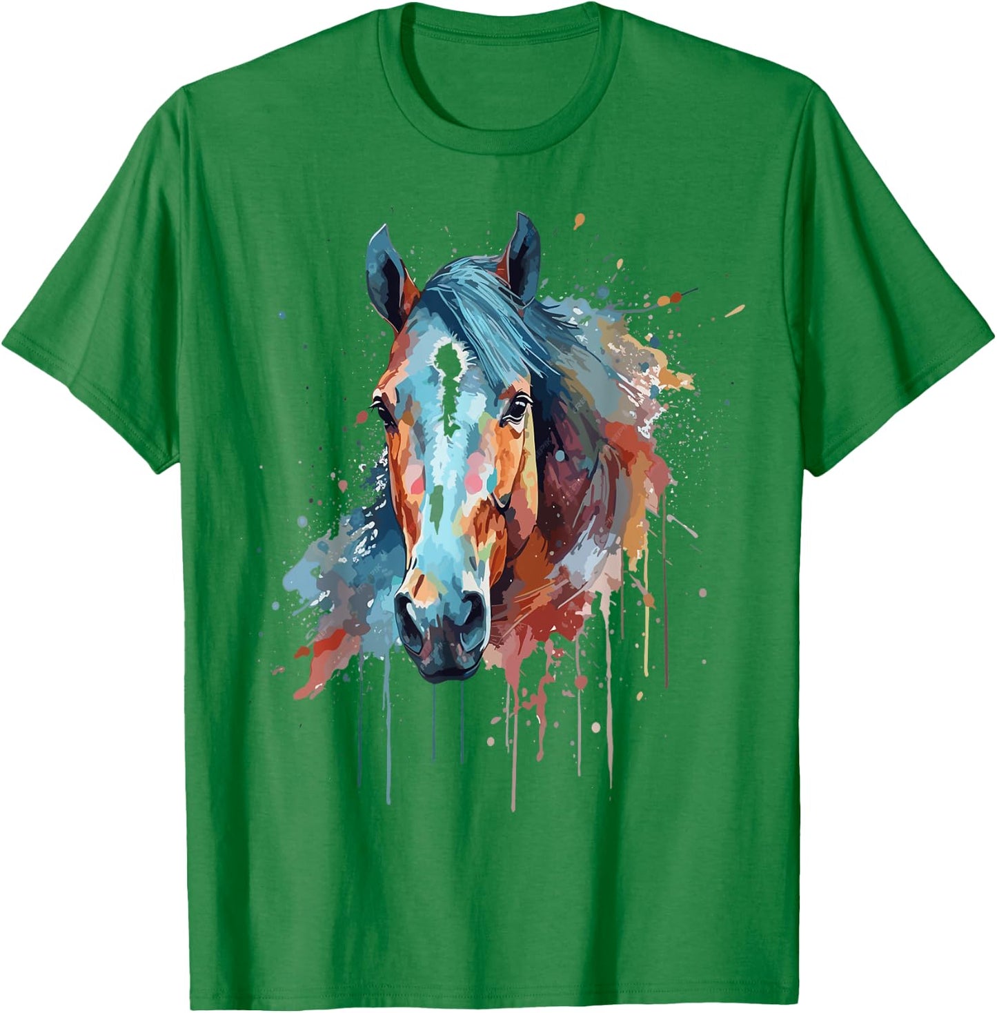 Horse Head Watercolor Equestrian T-Shirt - T-Shirt | Irish Green