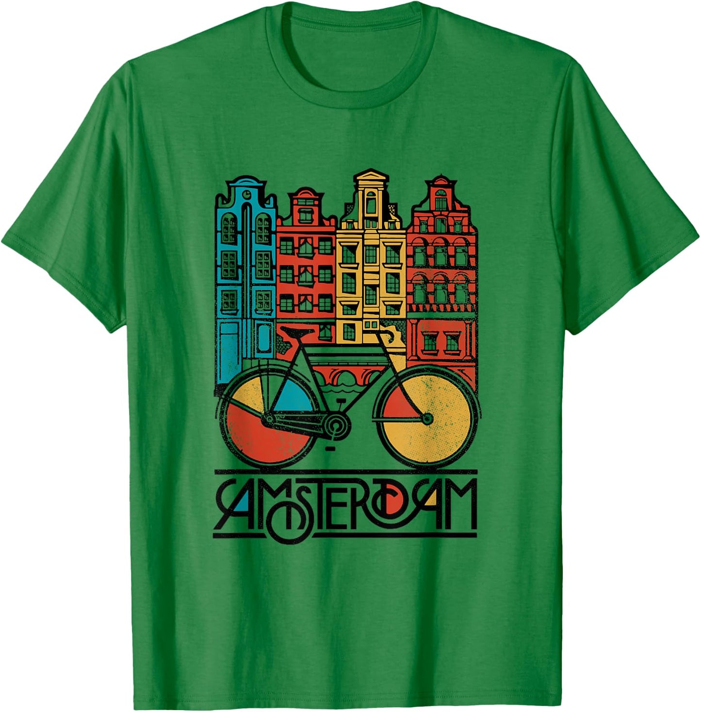 New Retro Bicycle Bike Amsterdam City T Shirt Jersey T-Shirt - T-Shirt | Irish Green