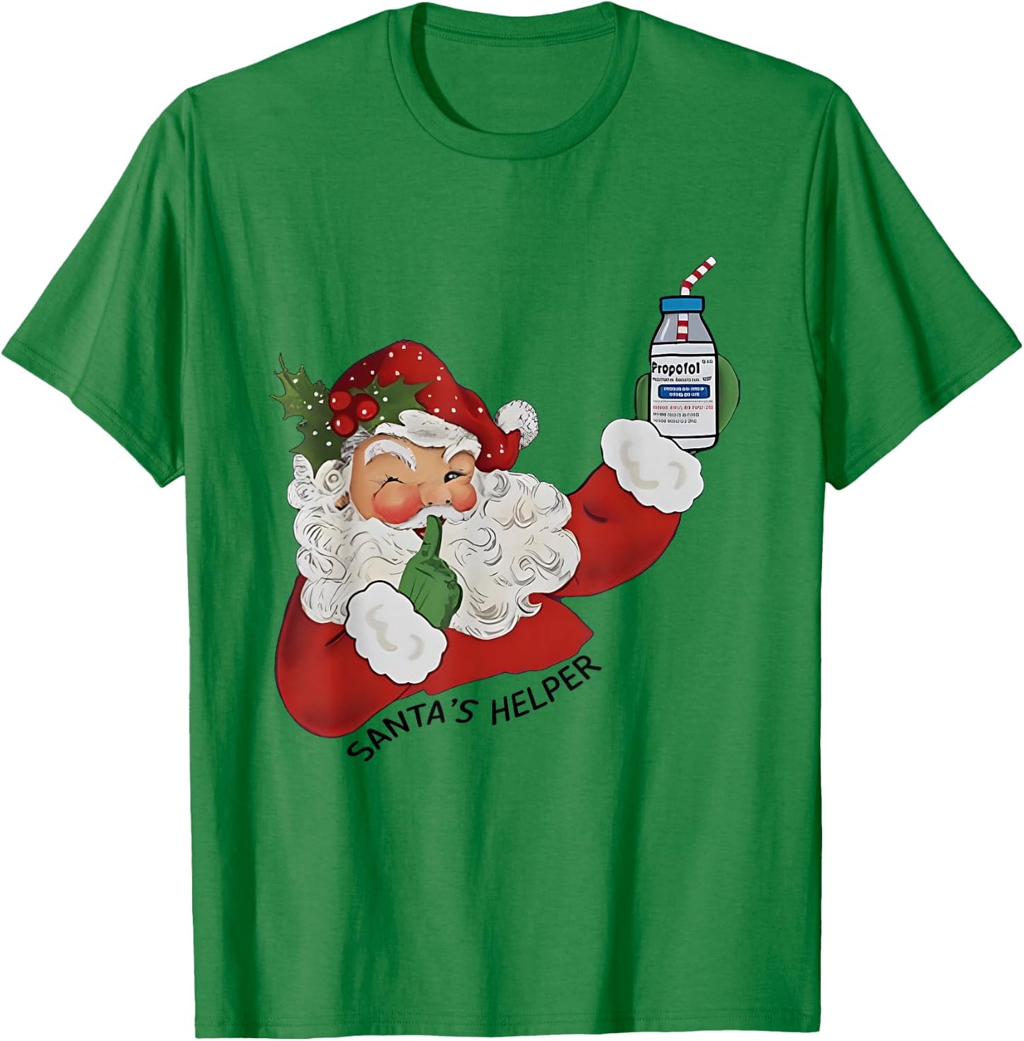Santa's Helper ICU CRNA Propofol Pharmacist Nurse Christmas T-Shirt - T-Shirt | Irish Green