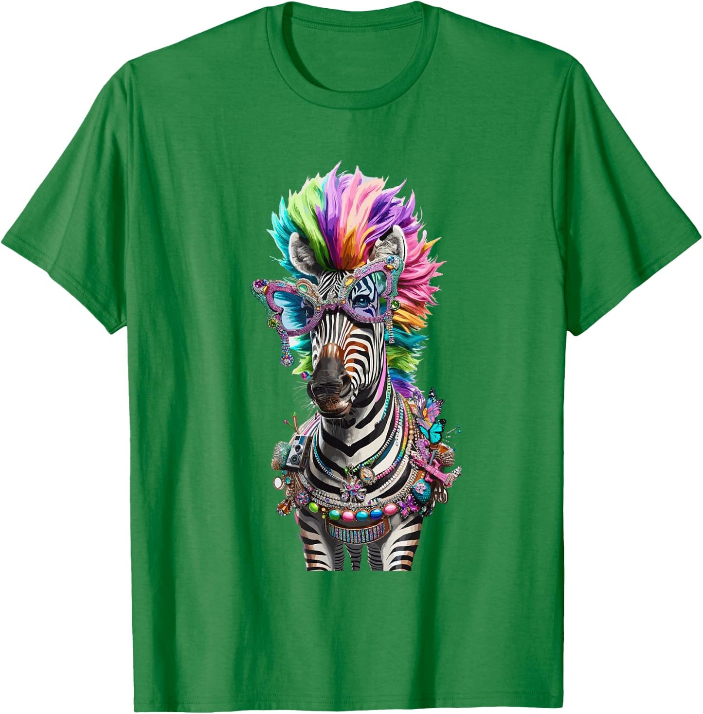 Cheesy Kitsch Aesthetic Zebra Lover Stuff Retro Zebra T-Shirt - T-Shirt | Irish Green