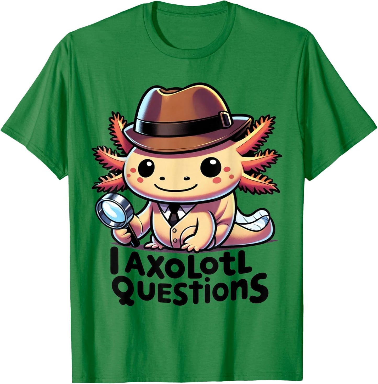 Funny I Axolotl Questions Cute And Funny Axolotl Detective T-Shirt - T-Shirt | Irish Green