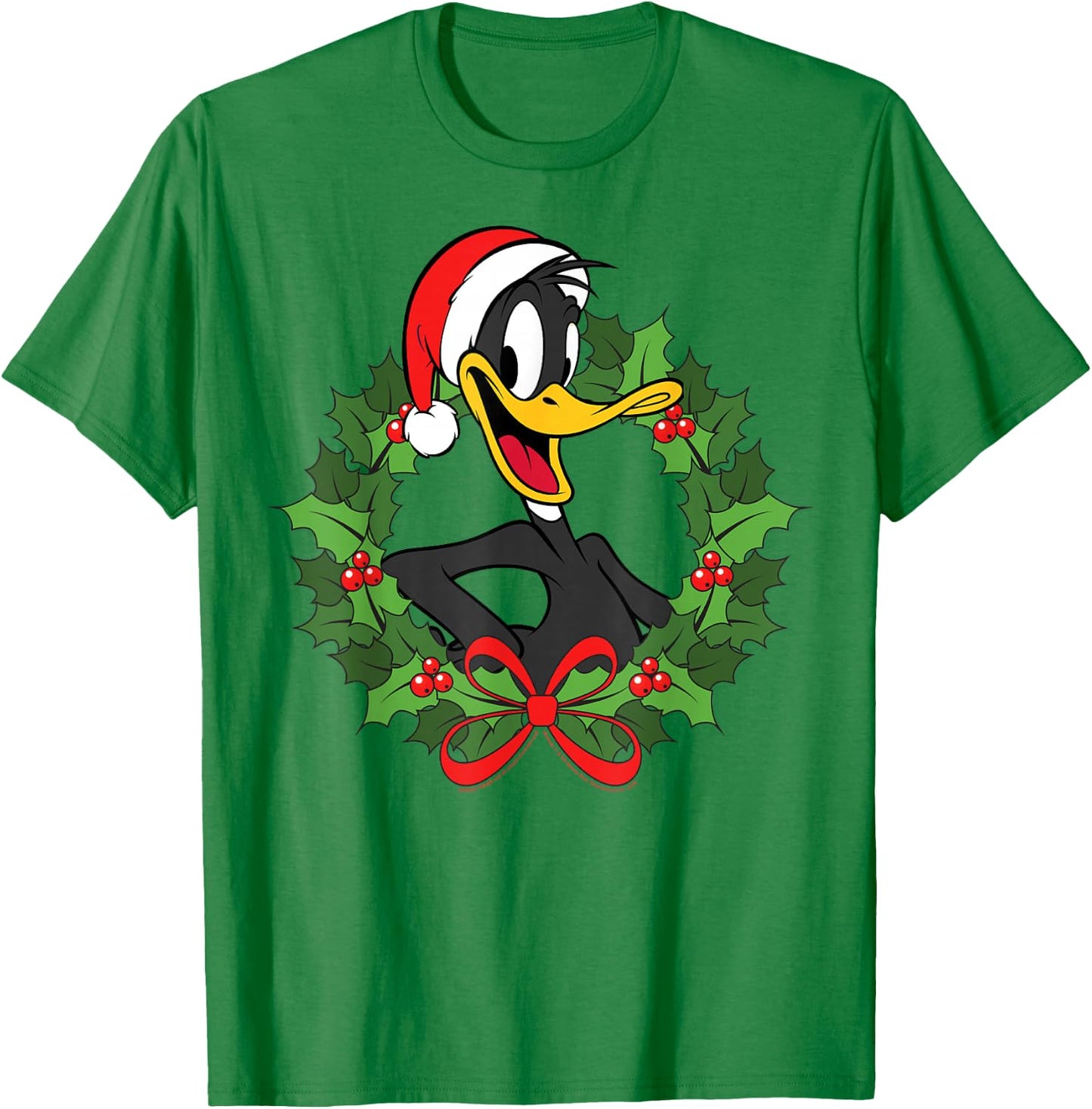 Looney Tunes Christmas Daffy Duck Wreath T-Shirt - T-Shirt | Irish Green