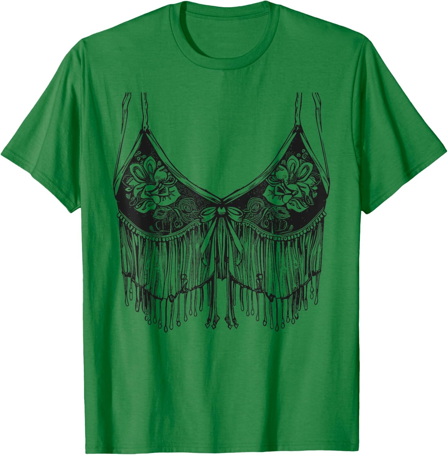 Lingerie Bra graphic Cowgirl Fringe Trendy Cute Sexy Country T-Shirt - T-Shirt | Irish Green