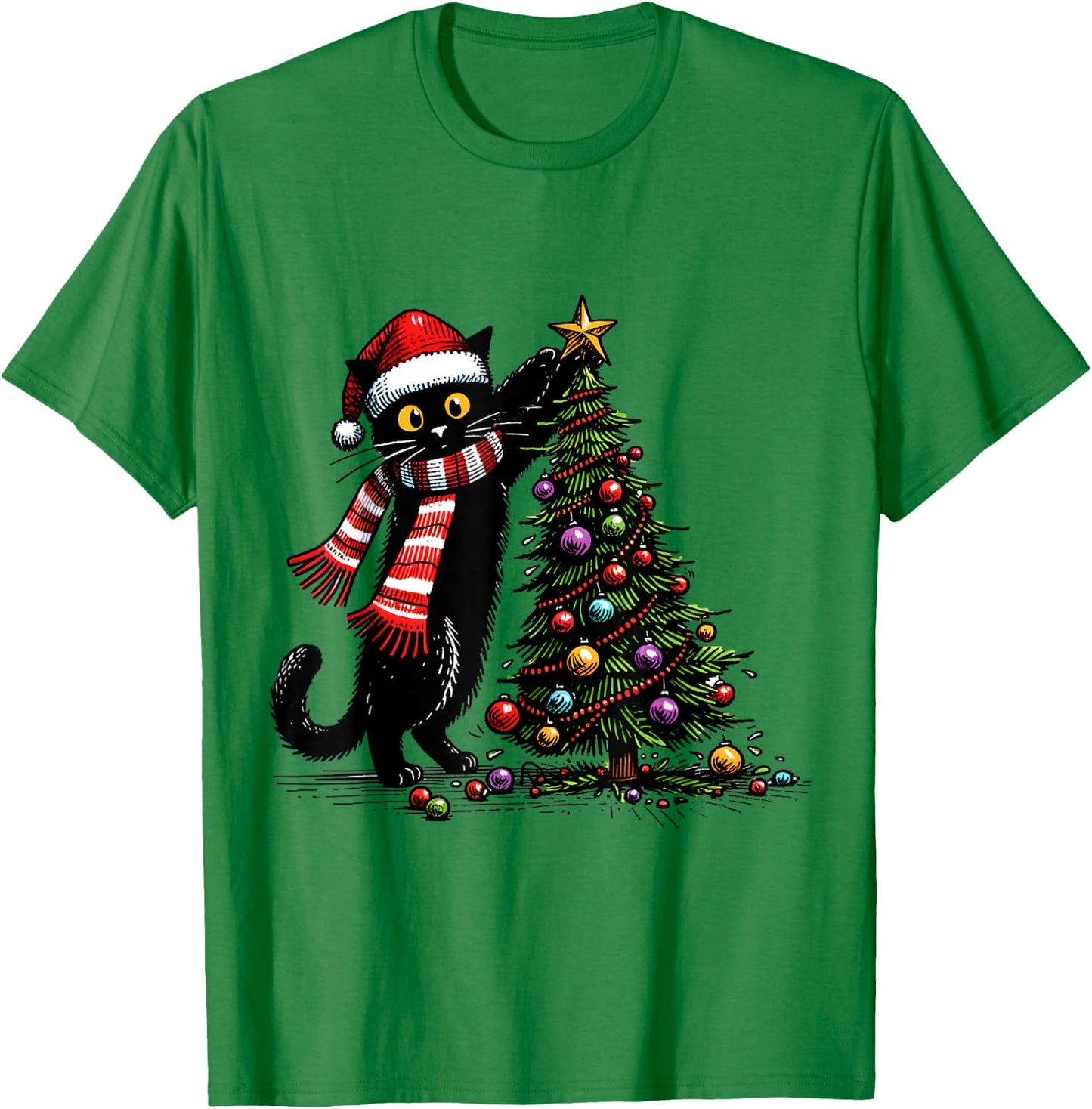 Cat Merry Christmas 2024 Woman Cat Man Cat 2024 Christmas Gift , white, S T-Shirt - T-Shirt | Irish Green