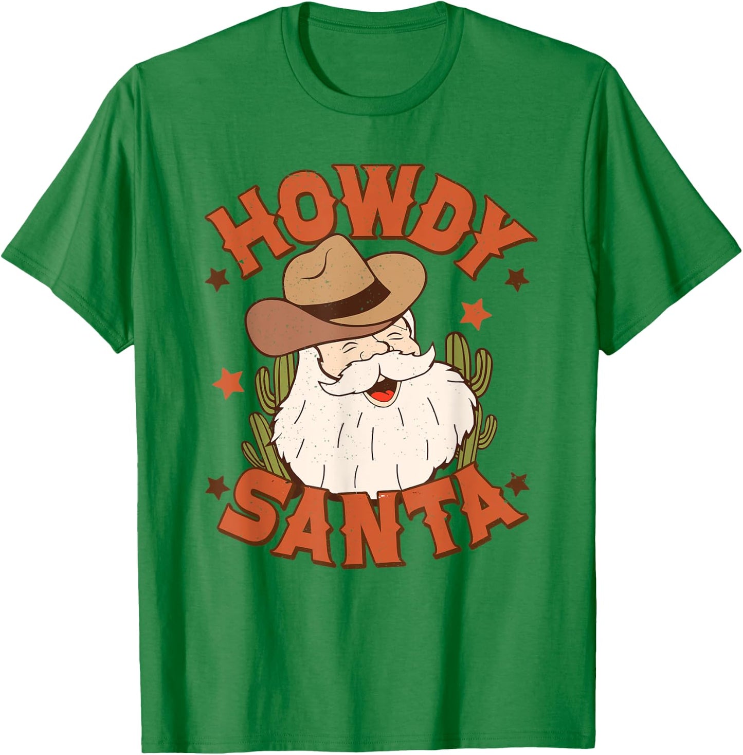 Retro Howdy Santa Christmas Rodeo Western Cowboy Cowgirl T-Shirt - T-Shirt | Irish Green