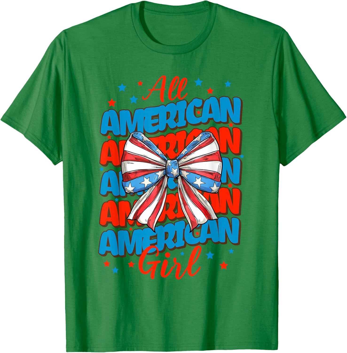 Groovy All American Girl 4th Of July Girls Kids USA Flag T-Shirt - T-Shirt | Irish Green