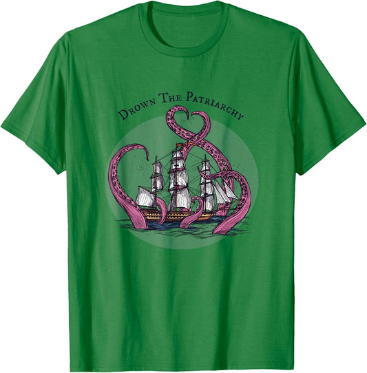 Smash the Patriarchy Funny Feminist Octopus Vintage Feminism T-Shirt - T-Shirt | Irish Green