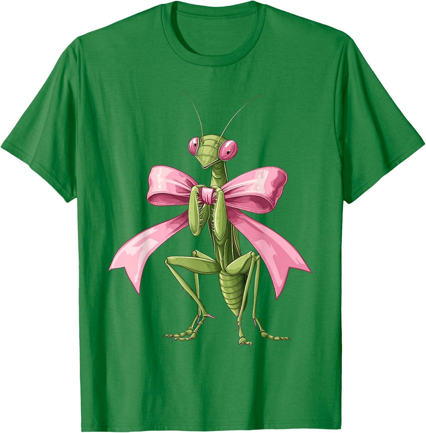 Coquette Bow Mantis Praying Mantis Insect Pink Ribbon Girl T-Shirt - T-Shirt | Irish Green