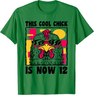 Happy 12th Birthday 12 Year Old Cool Chicken 12th Birthday T-Shirt - T-Shirt | Irish Green
