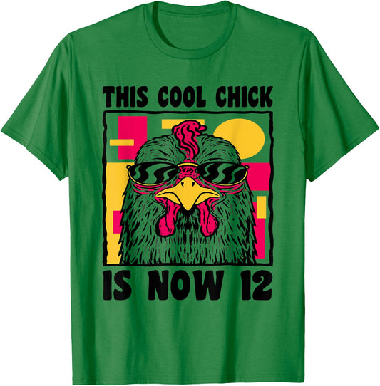 Happy 12th Birthday 12 Year Old Cool Chicken 12th Birthday T-Shirt - T-Shirt | Irish Green