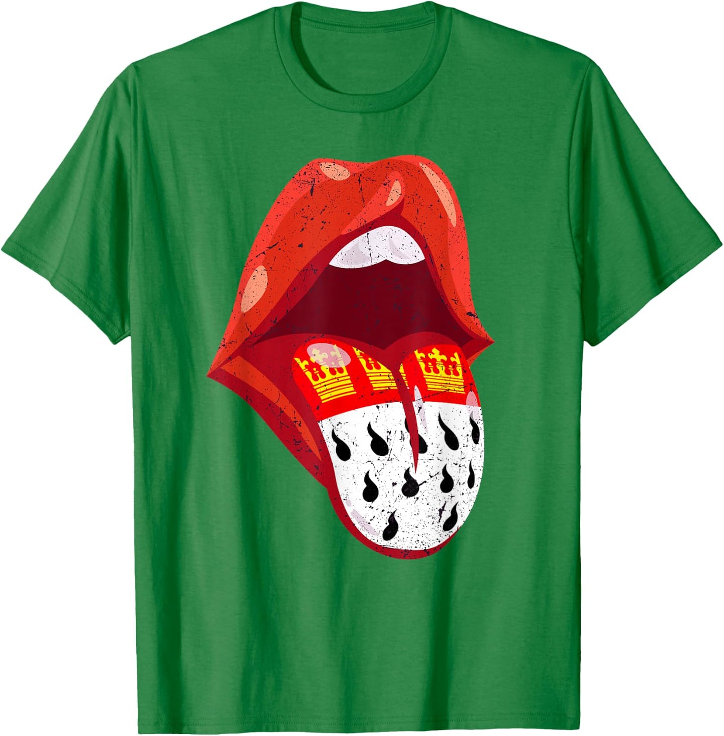 Cologne Carnival Costume Mouth with Tongue 2024 Red White Alaaf , red T-Shirt - T-Shirt | Irish Green