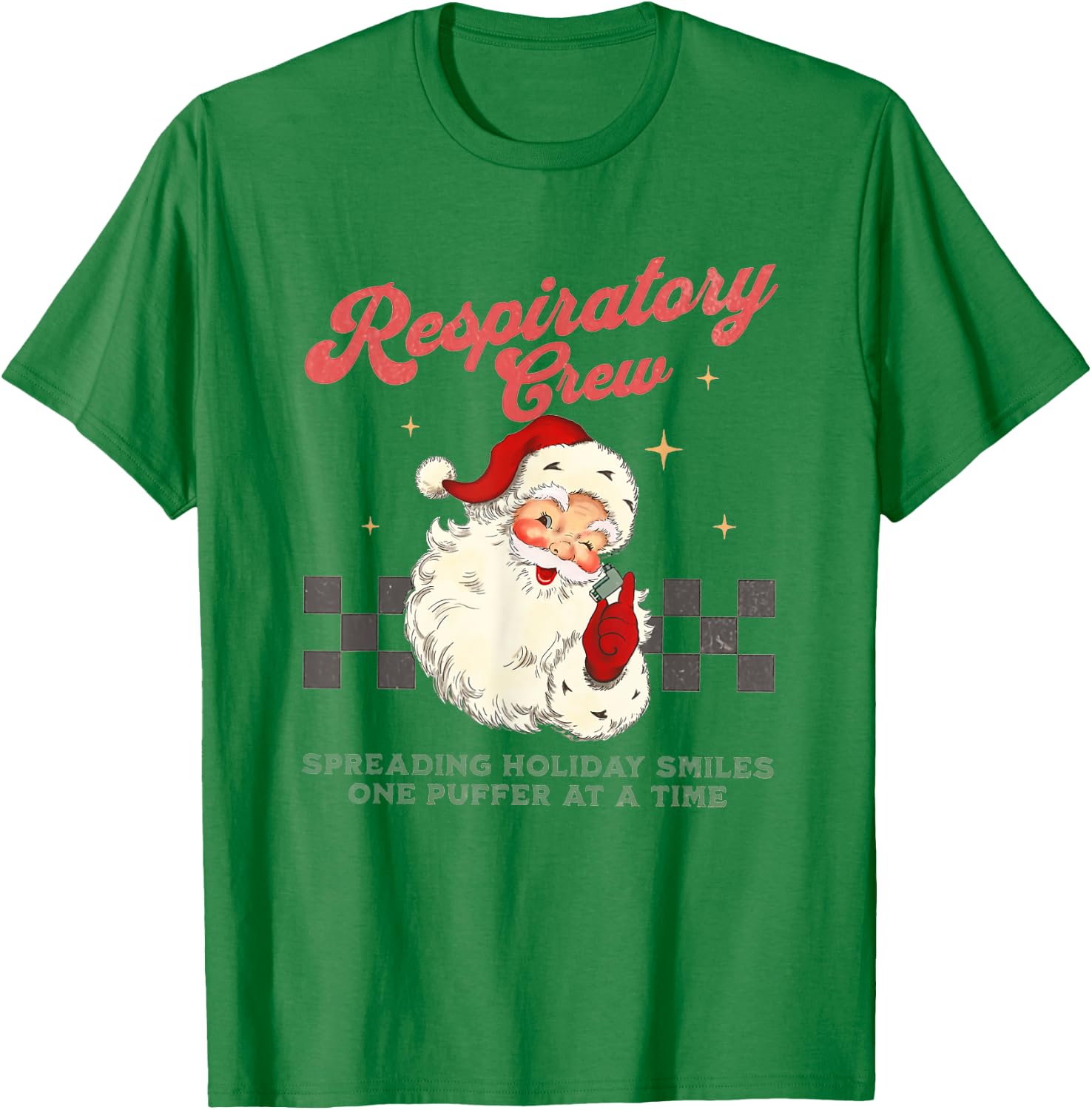 Women Respiratory Therapy Team RT Vintage Santa Christmas T-Shirt - T-Shirt | Irish Green