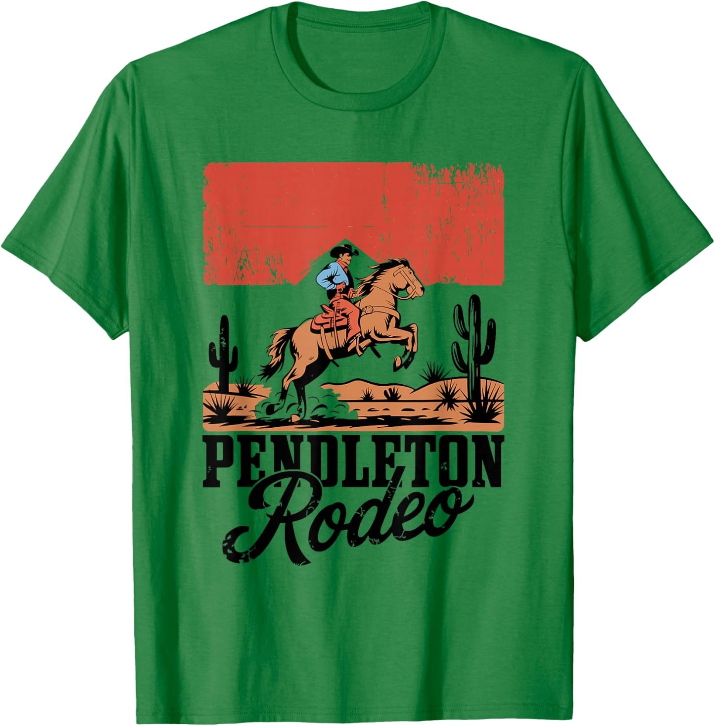 Pendleton Rodeo, Vintage Cowboy Western Horse Bronc Riding T-Shirt - T-Shirt | Irish Green
