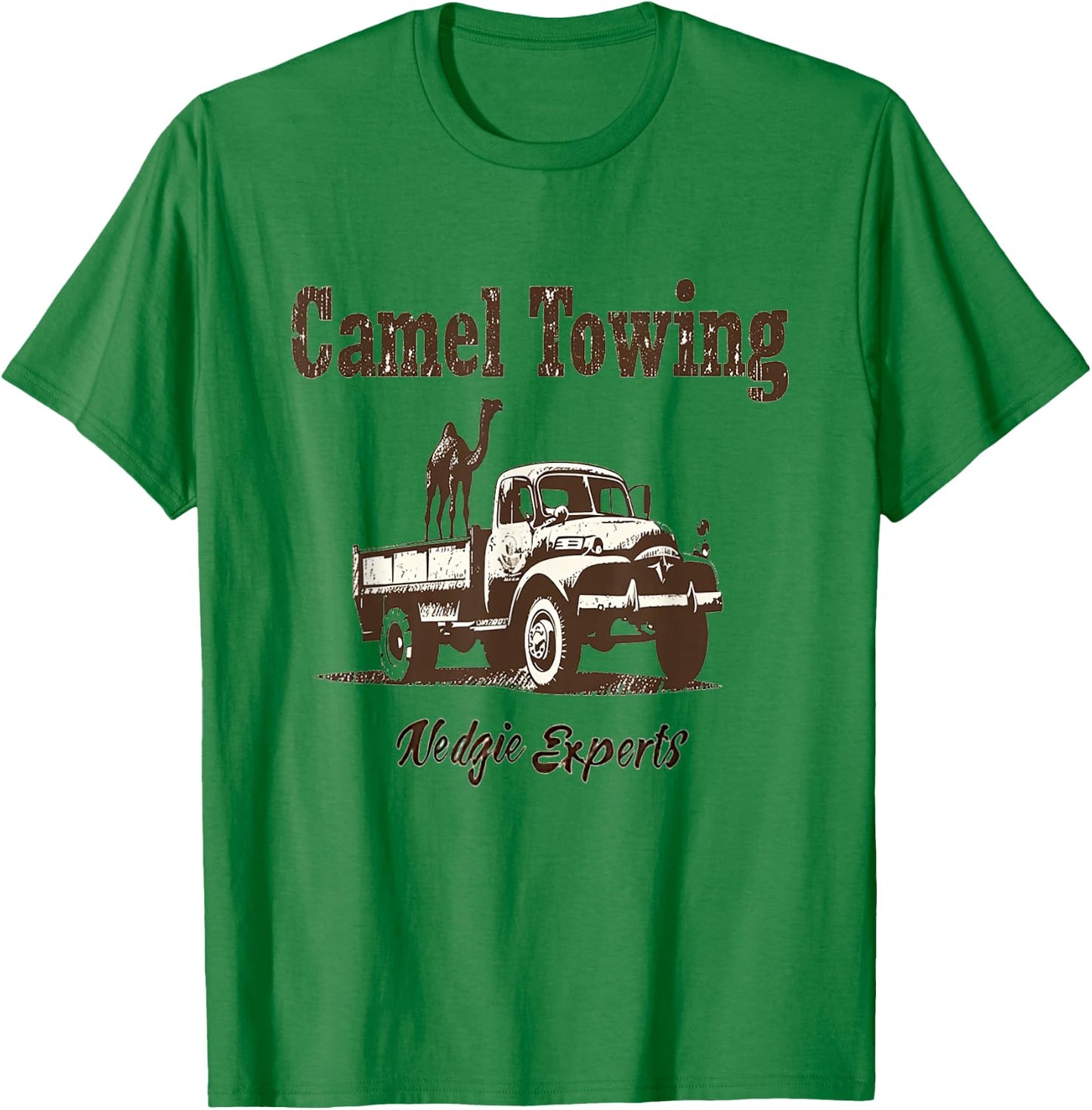 Camel Towing Wedgie Experts Funny Tow Truck Innuendo Art , Small, White T-Shirt - T-Shirt | Irish Green